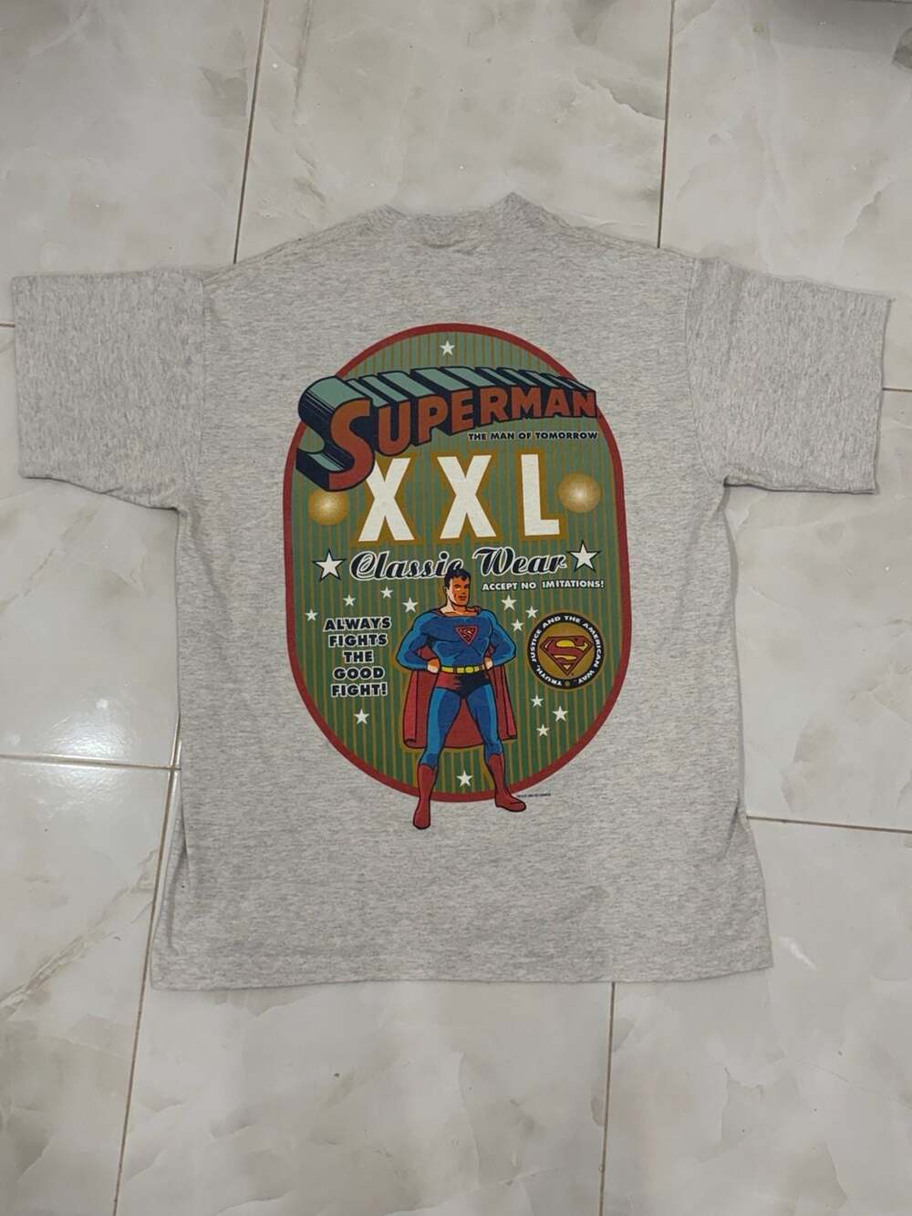Vintage 1994 DC Comics Superman Classic Wear T-Shirt Heather Grey